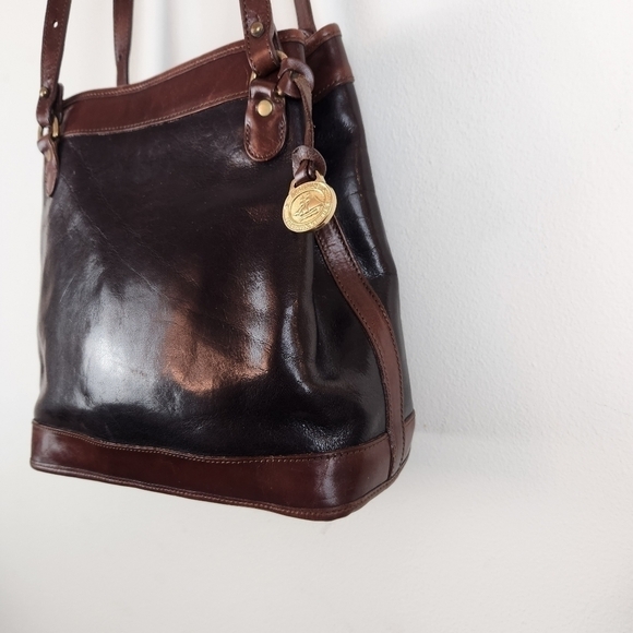 Brahmin Vintage Leather Shoulder Bag Brown Black With Hang Tag - Picture 3 of 11